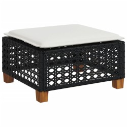 Salon de jardin 6 pcs avec coussins noir résine tressée 641355641355