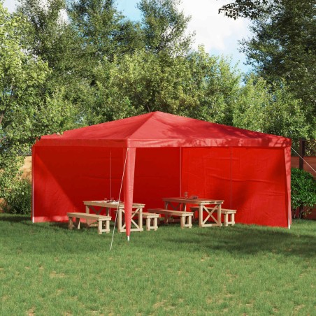 Mur de tente de fête 2 pcs Rouge 400 x 195 cm PE et acier 641356641356