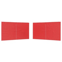 Mur de tente de fête 2 pcs Rouge 400 x 195 cm PE et acier 641356641356