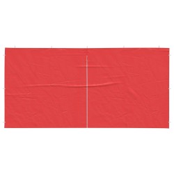 Mur de tente de fête 2 pcs Rouge 400 x 195 cm PE et acier 641356641356