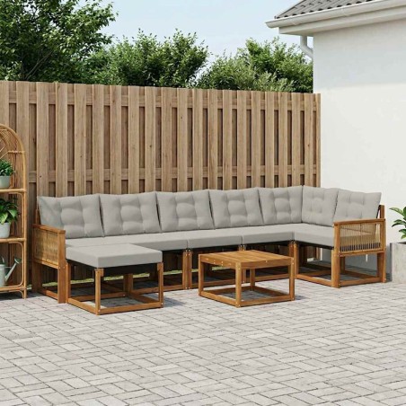 Ensemble de canapés d'extérieur 8 pcs Naturel et gris clair 641360641360