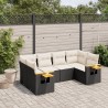Salon de jardin 6 pcs avec coussins noir résine tressée 641362641362