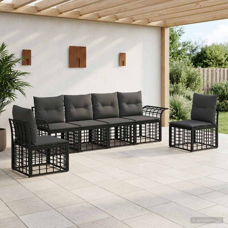 Ensemble de canapés d'extérieur 6 pcs Noir et Gris foncé 641368641368