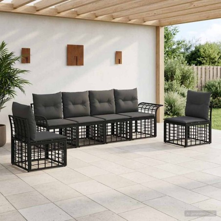 Ensemble de canapés d'extérieur 6 pcs Noir et Gris foncé 641368641368