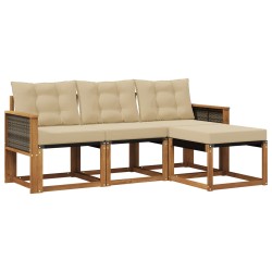 Ensemble de canapés d'extérieur 4 pcs Naturel et Beige 641371641371
