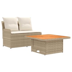 Canapé de jardin avec accoudoirs et table relevable 2 Pièce 641385641385