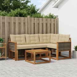 Ensemble de canapés d'extérieur 5 pcs Naturel et Beige 641393641393