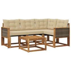 Ensemble de canapés d'extérieur 5 pcs Naturel et Beige 641393641393