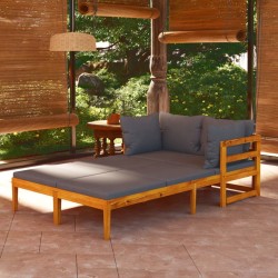 Chaises longues coussins gris foncé lot de 2 Bois acacia solide 641394641394
