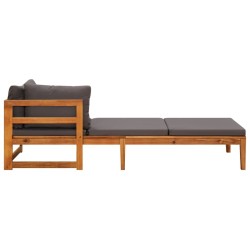 Chaises longues coussins gris foncé lot de 2 Bois acacia solide 641394641394