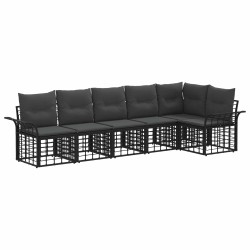 Ensemble de canapés d'extérieur 6 pcs Noir et Gris foncé 641405641405