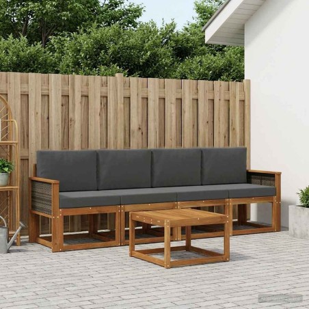 Ensemble de canapés d'extérieur 4 pcs Naturel et Anthracite 641412641412