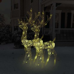Décorations de Noël de renne Acrylique 2 pcs 128 cm Blanc chaud 641417641417