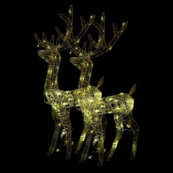 Décorations de Noël de renne Acrylique 2 pcs 128 cm Blanc chaud 641417641417