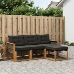 Ensemble de canapés d'extérieur 4 pcs Naturel et noir 641418641418