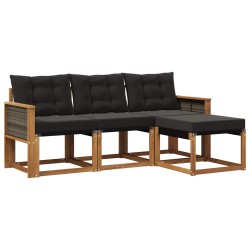 Ensemble de canapés d'extérieur 4 pcs Naturel et noir 641418641418