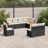 Salon de jardin 8 pcs avec coussins noir résine tressée 641419641419