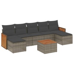 Salon de jardin 8 pcs avec coussins gris résine tressée 641420641420