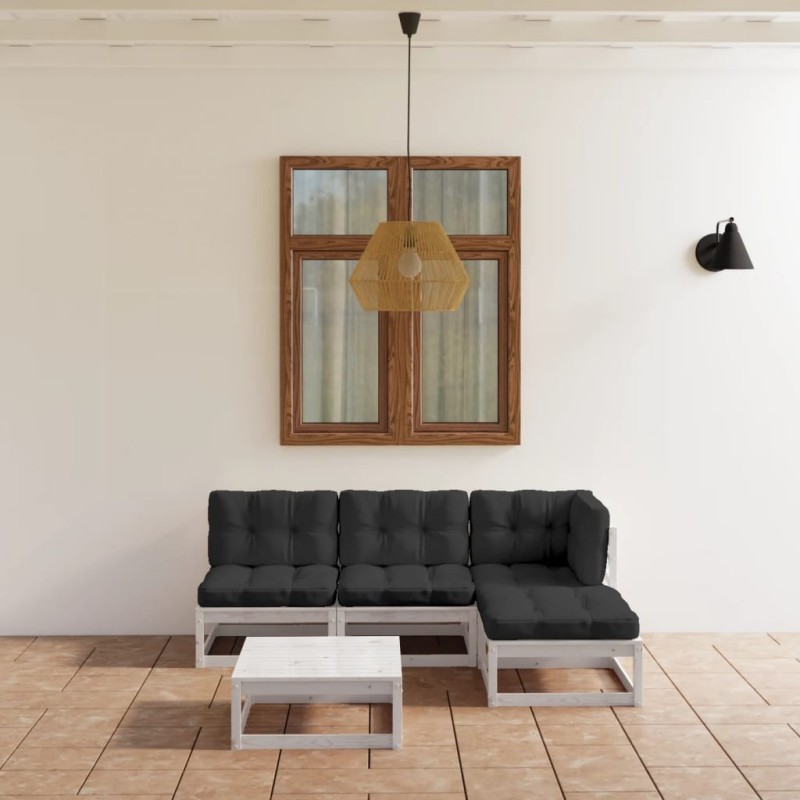 Salon de jardin 5 pcs avec coussins Bois de pin massif 641423641423