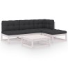 Salon de jardin 5 pcs avec coussins Bois de pin massif 641423641423