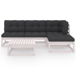 Salon de jardin 5 pcs avec coussins Bois de pin massif 641423641423
