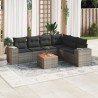 Salon de jardin avec coussins 7 pcs gris résine tressée 641427641427