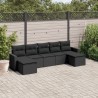 Salon de jardin 7 pcs avec coussins noir résine tressée 641436641436