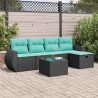 Salon de jardin 6 pcs avec coussins noir résine tressée 641437641437