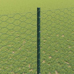 Clôture hexagonale avec poteau 10 x 1,4 m Vert Maille 641441641441