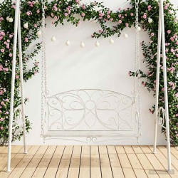 Banc Balançoire Acier 105,5 x 61 x 56 cm Blanc antique 641444641444