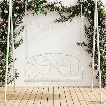 Banc Balançoire Acier 105,5 x 61 x 56 cm Blanc antique 641444641444
