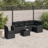 Salon de jardin 7 pcs avec coussins noir résine tressée 641447641447
