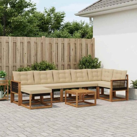 Ensemble de canapés d'extérieur 8 pcs Naturel et Beige 641451641451