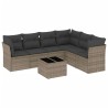Salon de jardin avec coussins 7 pcs gris résine tressée 641452641452