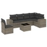 Salon de jardin avec coussins 7 pcs gris résine tressée 641458641458