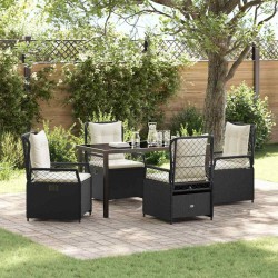 Ensemble de salle à manger pour jardin 5 pcs Noir polyrotin 641464641464