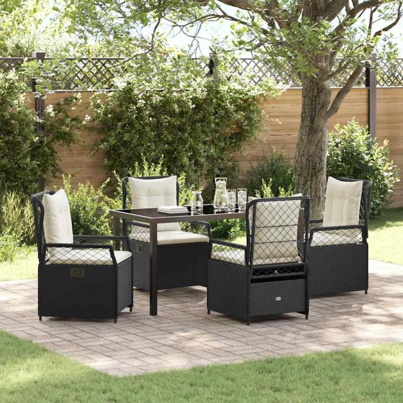 Ensemble de salle à manger pour jardin 5 pcs Noir polyrotin 641464641464