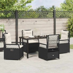 Ensemble de salle à manger pour jardin 5 pcs Noir polyrotin 641464641464