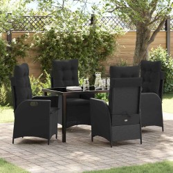Ensemble de salle à manger pour jardin 5 pcs Noir polyrotin 641469641469