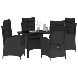 Ensemble de salle à manger pour jardin 5 pcs Noir polyrotin 641469641469