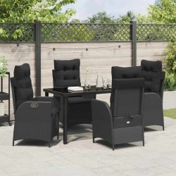 Ensemble de salle à manger pour jardin 5 pcs Noir polyrotin 641469641469