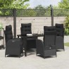 Ensemble de salle à manger pour jardin 5 pcs Noir polyrotin 641469641469