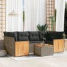 Salon de jardin avec coussins 7 pcs gris résine tressée 641470641470