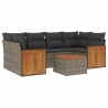Salon de jardin avec coussins 7 pcs gris résine tressée 641470641470