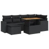 Salon de jardin 7 pcs avec coussins noir résine tressée 641481641481