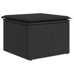 Salon de jardin 7 pcs avec coussins noir résine tressée 641481641481