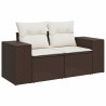 Salon de jardin avec coussins 7 pcs marron résine tressée 641488641488