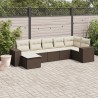Salon de jardin avec coussins 7 pcs marron résine tressée 641491641491