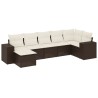 Salon de jardin avec coussins 7 pcs marron résine tressée 641491641491