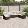 Salon de jardin 8 pcs avec coussins marron résine tressée 641493641493